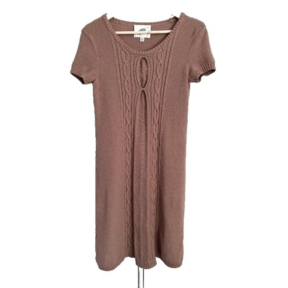 Nurture‎ Cable Knit Sweater Dress Womens Medium Natural Neutral Granola Girl Tan